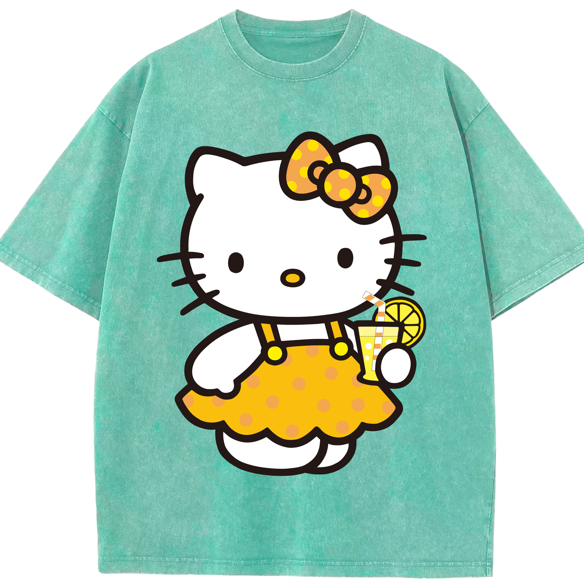（画像用） Hello Kitty ハローキティ 綿100% ヴィンテージ風 半袖Tシャツ（フロントプリント）
